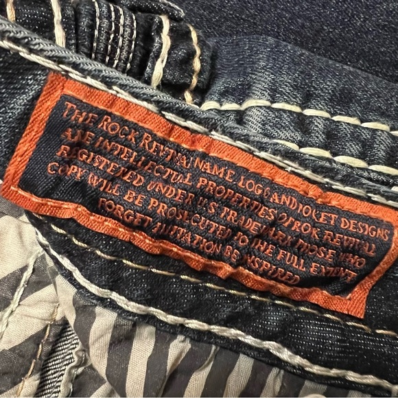 Rock Revival Priya Straight Stretch Jeans distressed rips bling 27 EUC - Picture 14 of 15
